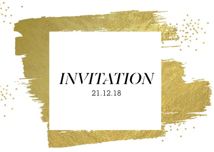 Metallic Gold Brushstrokes Party Invitation