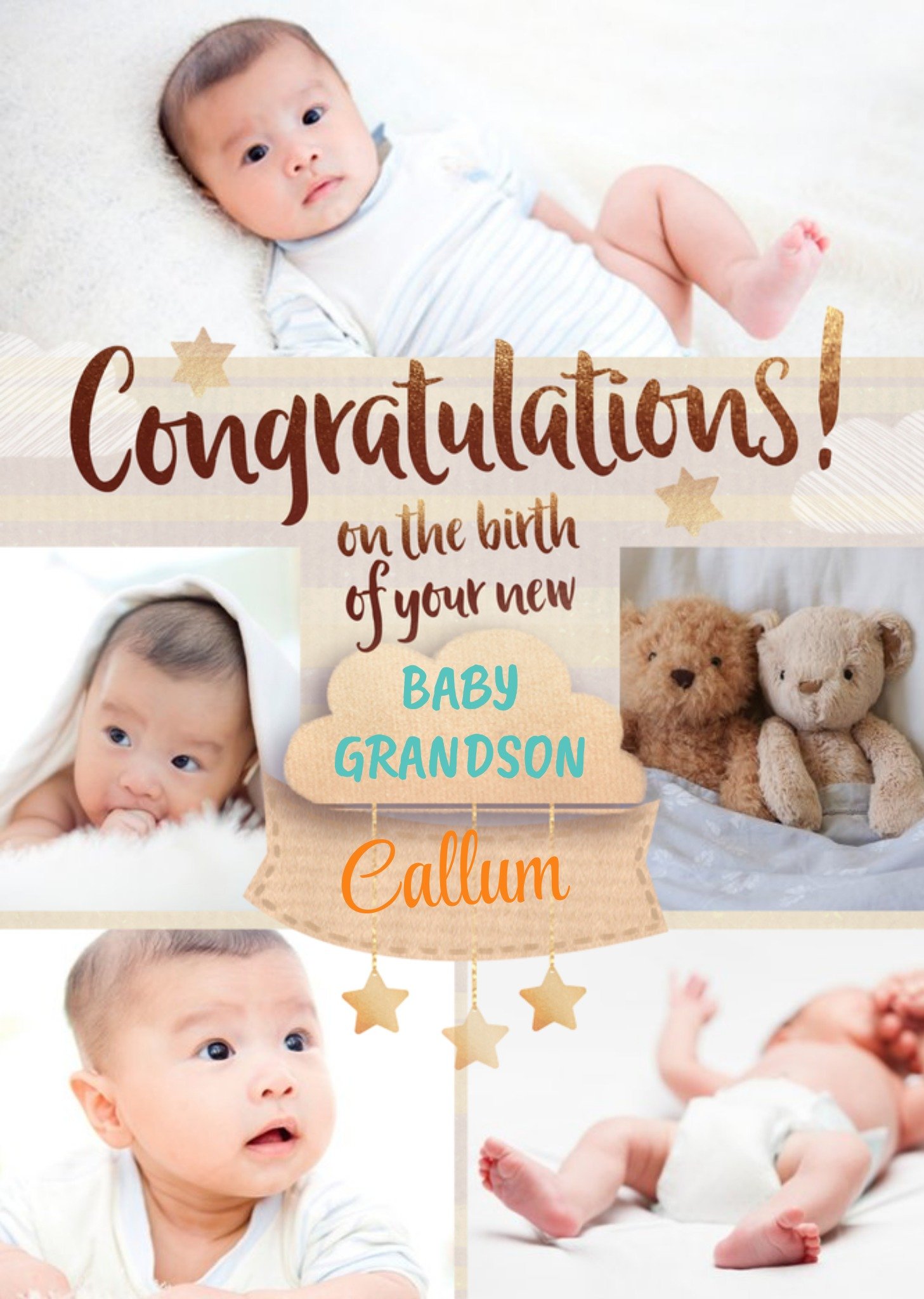 Multiple Photo Upload Card Congratulations On The Birth Of Your Grandson Card Ecard