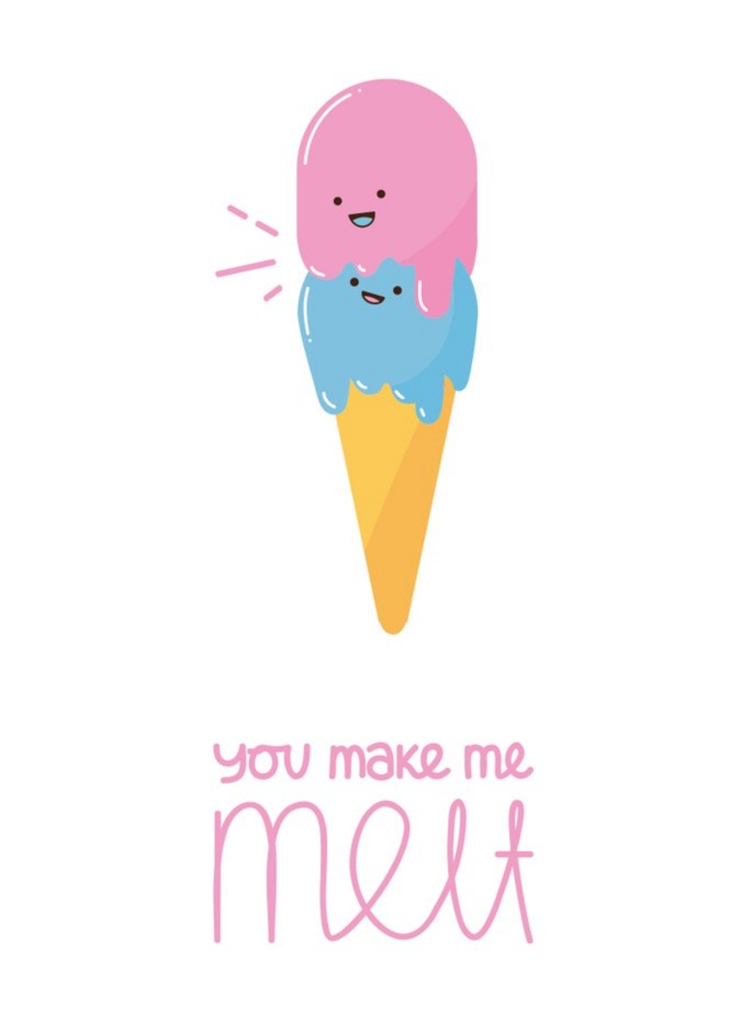 Moonpig You Make Me Melt Cartoon Ice Cream Card Ecard
