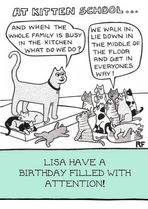 At Kitten School Funny Personalised Happy Birthday Card