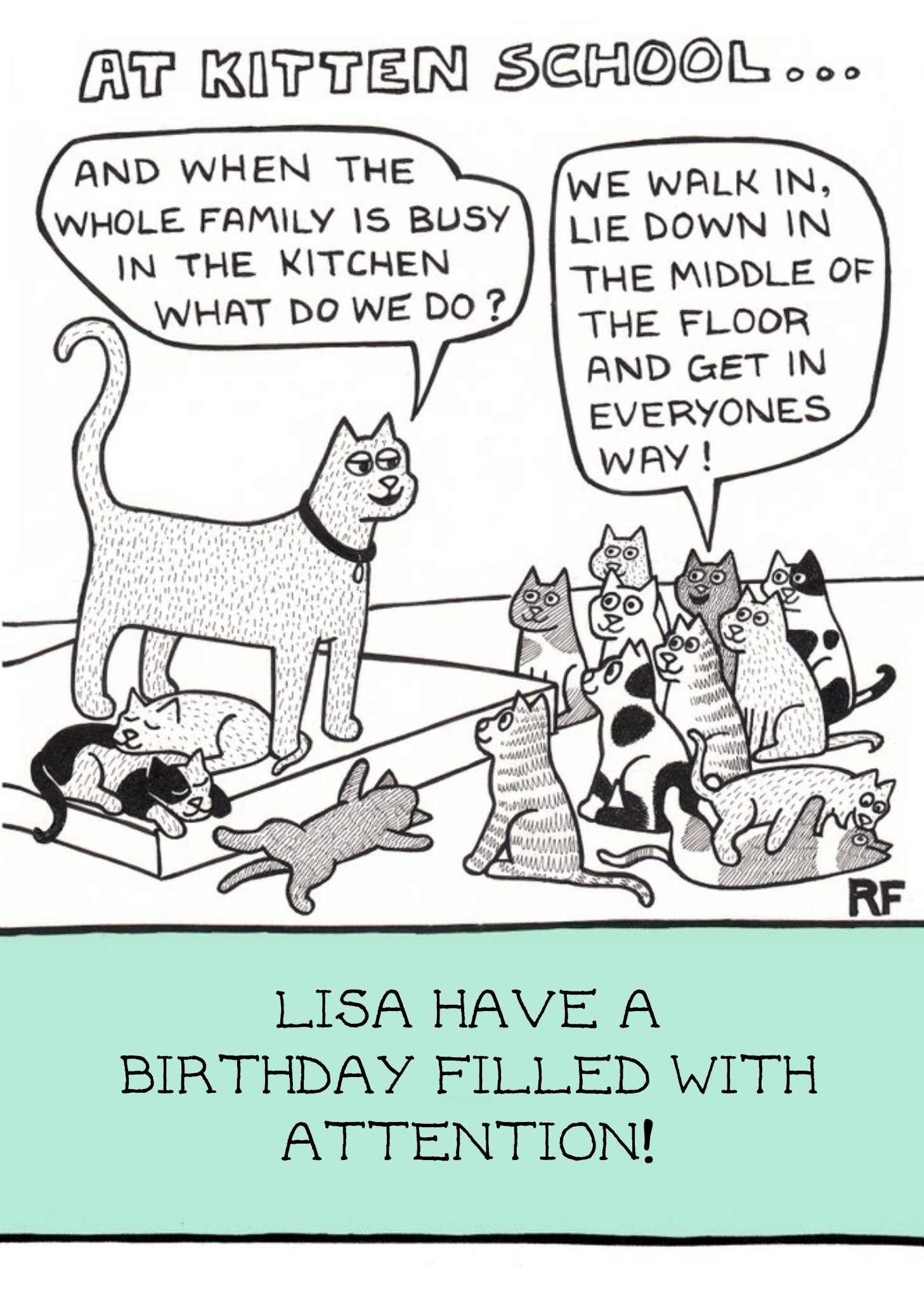 Moonpig At Kitten School Funny Personalised Happy Birthday Card Ecard