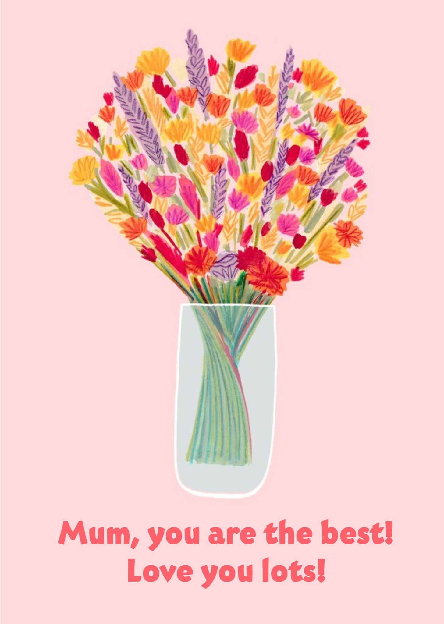 Cute Illustrated Bouquet Mum You Are The Best Card