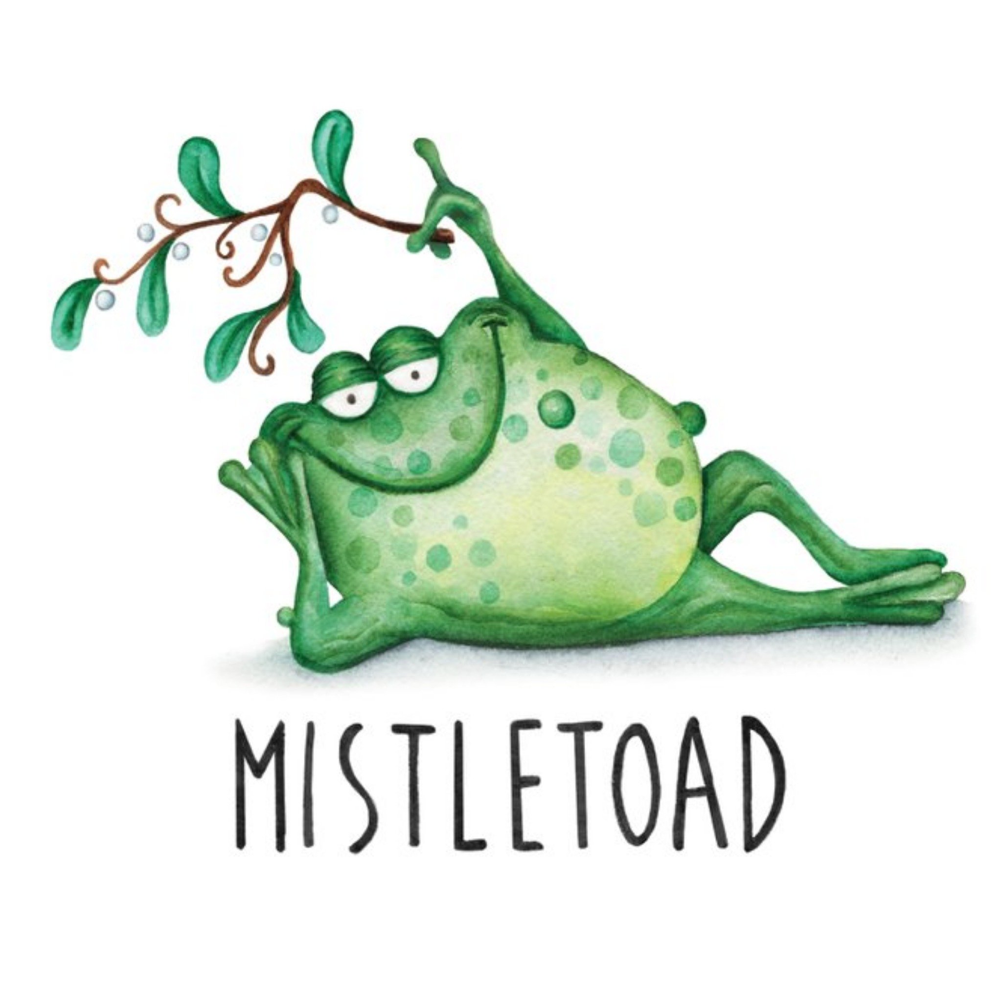 Mistletoad Pun Christmas Card, Square