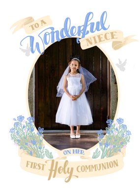 Banner Wonderful Niece First Holy Communion Photo Upload Card