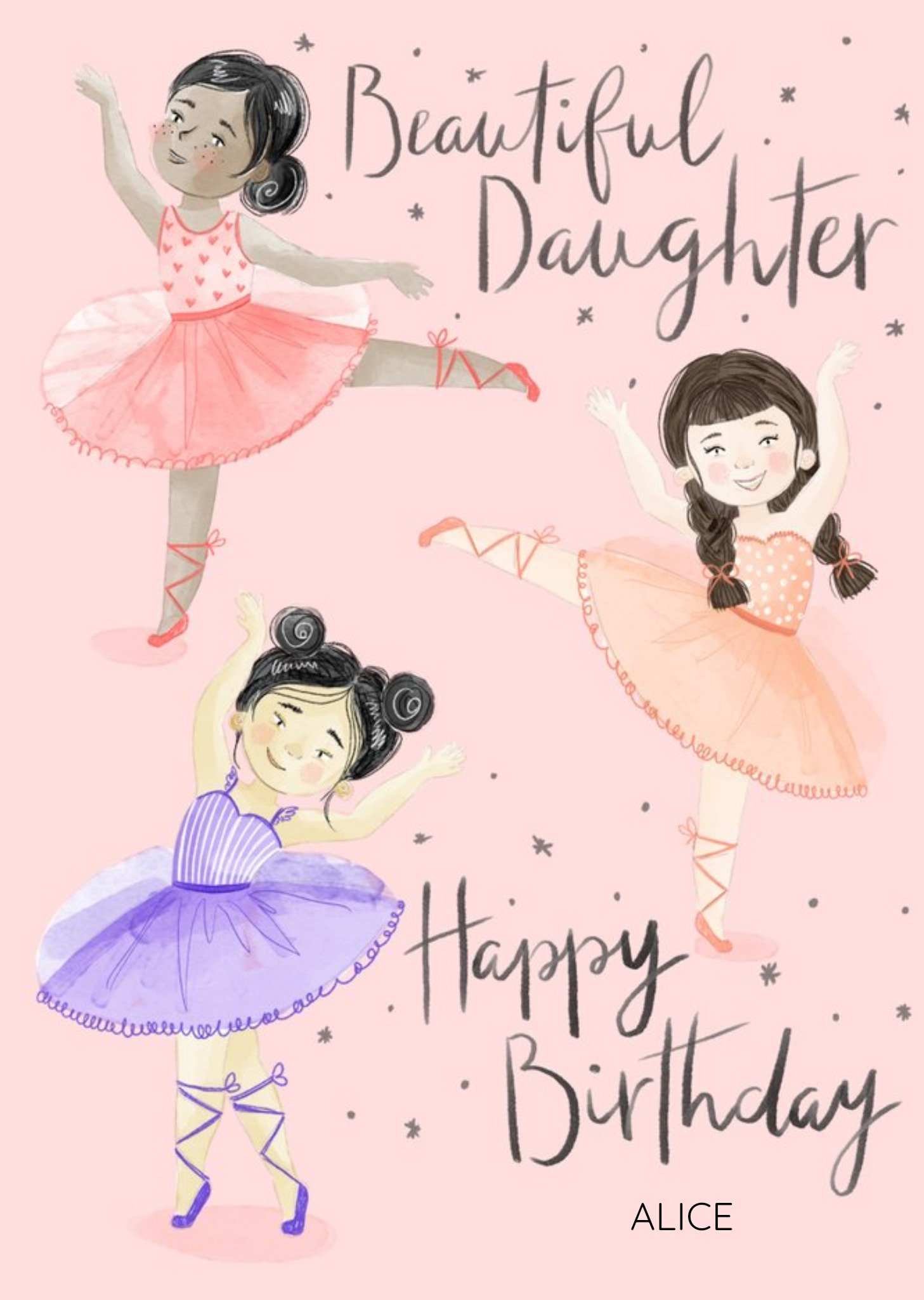 Okey Dokey Design Dancing Ballerinas Birthday Card Ecard