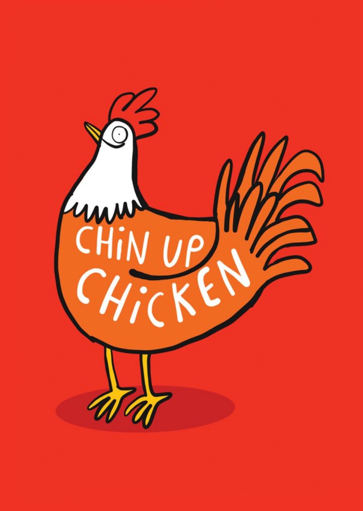 Moonpig Illustrated Chicken Self Care Chin Up Chicken Thinking Of You Card, Large