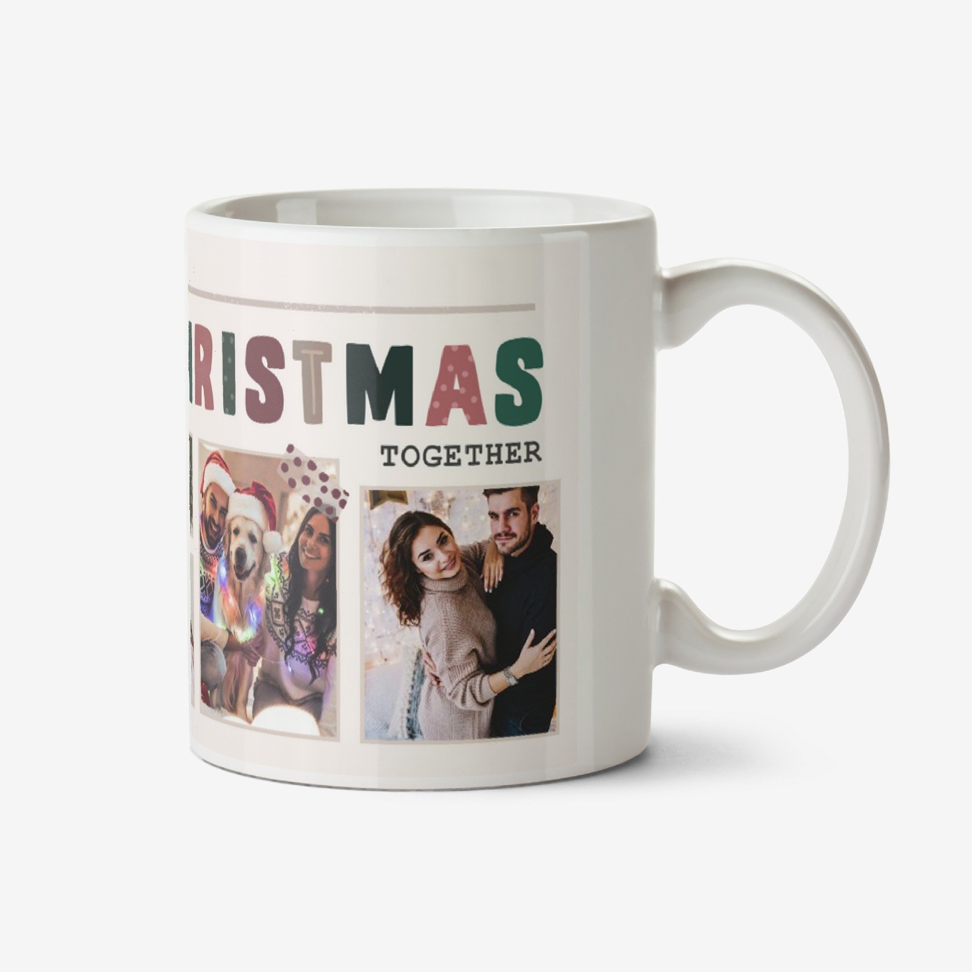 Five Photo Upload Typographic Design On Our 1st Christmas Together Mug Ceramic Mug