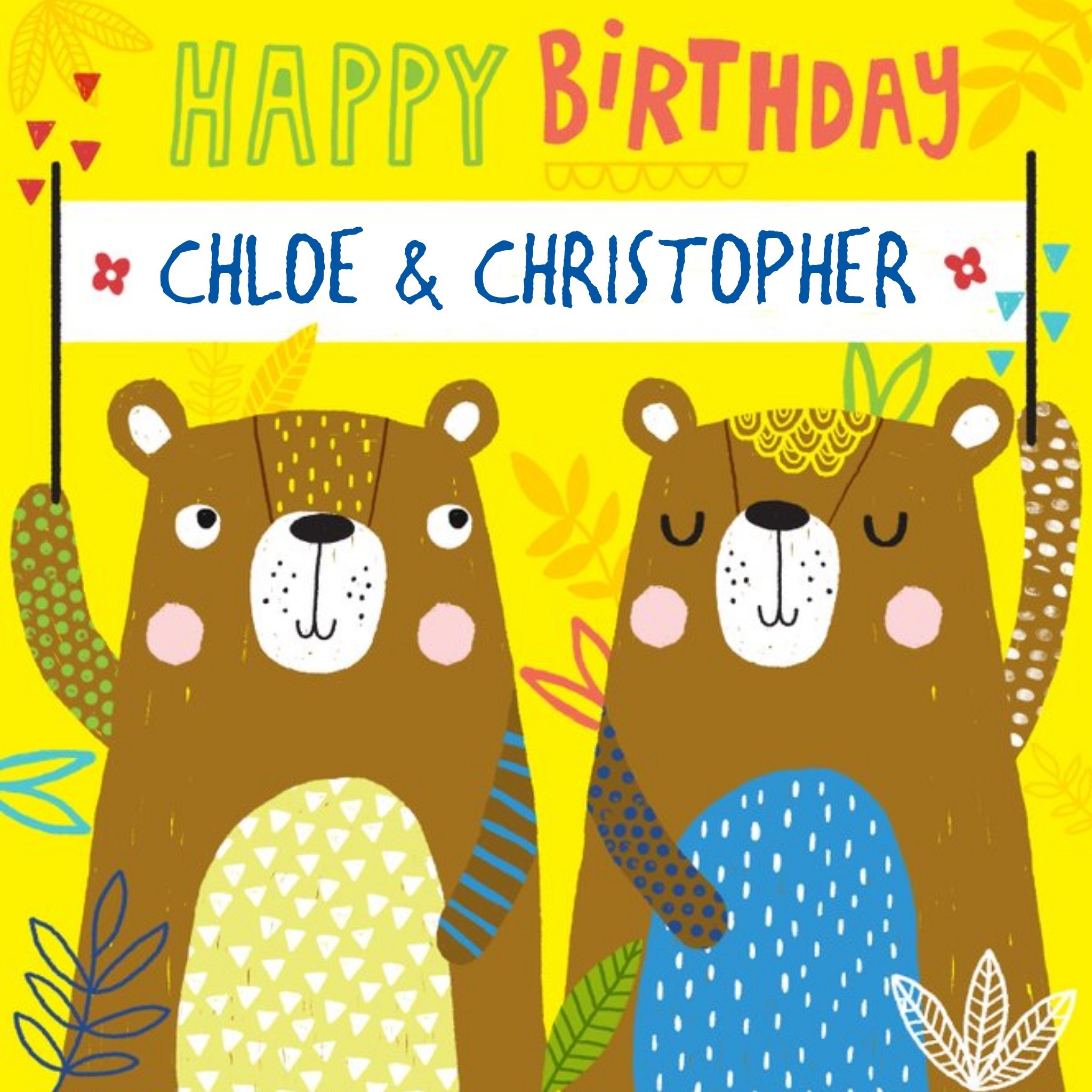 Moonpig Baby Bear Twins Happy Birthday Card, Large