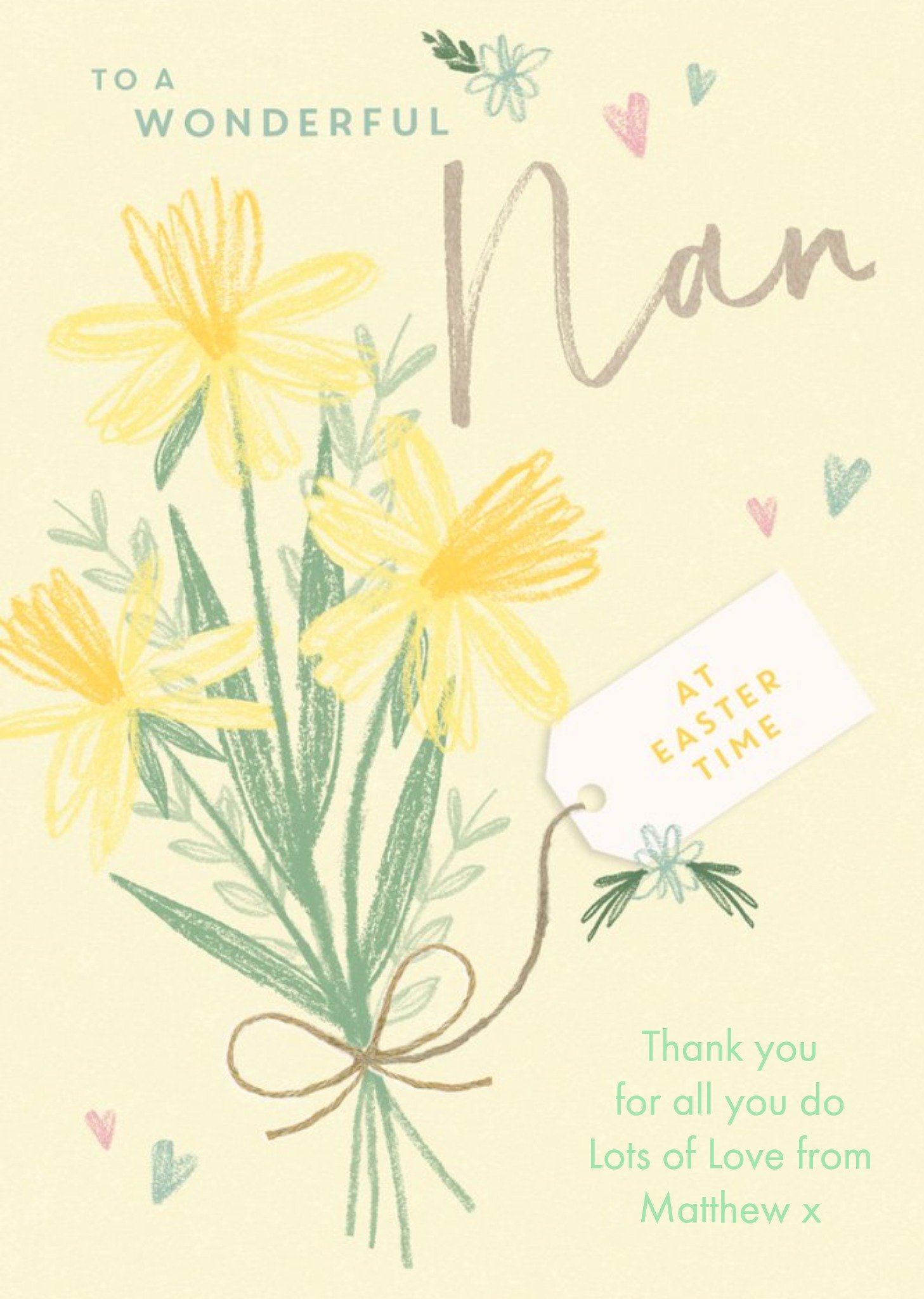 Moonpig To A Wonderful Nan Daffodil Drawing Card, Large