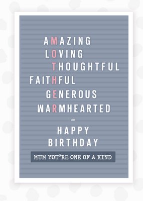 Sentimental Warmhearted Mother Pin Board Typography Birthday Card