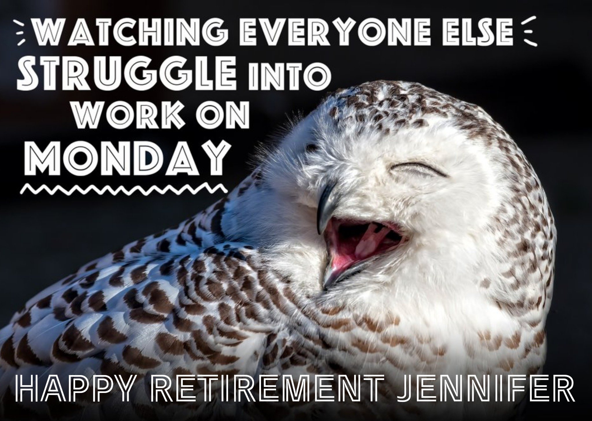 Moonpig Owl Personalised Retirement Card, Large