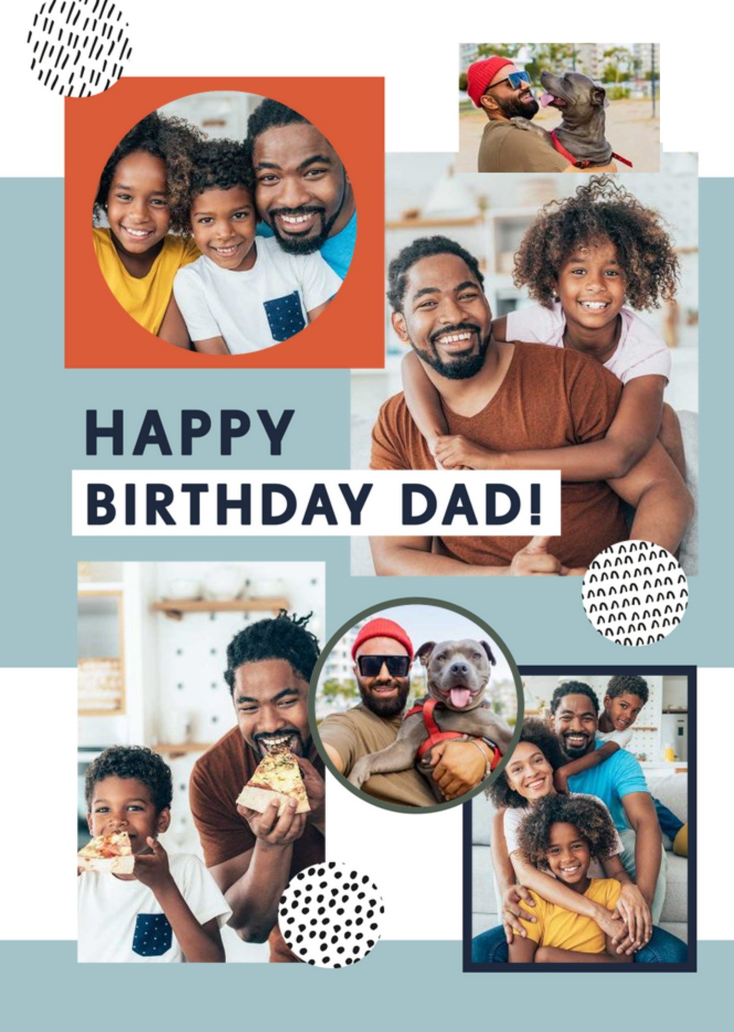 Photo Collage With Geometric Shapes Dad's Photo Upload Birthday Card Ecard