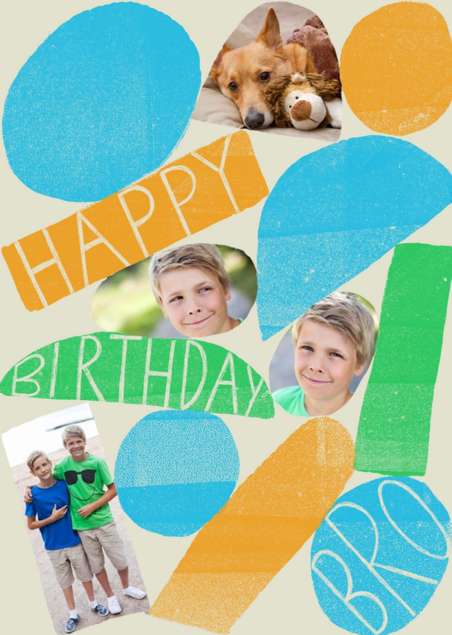 Abstract Shapes Happy Birthday Bro Photo Upload Card Ecard