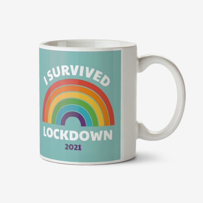 I Survived Lockdown 2021 Photo Upload Rainbow Mug