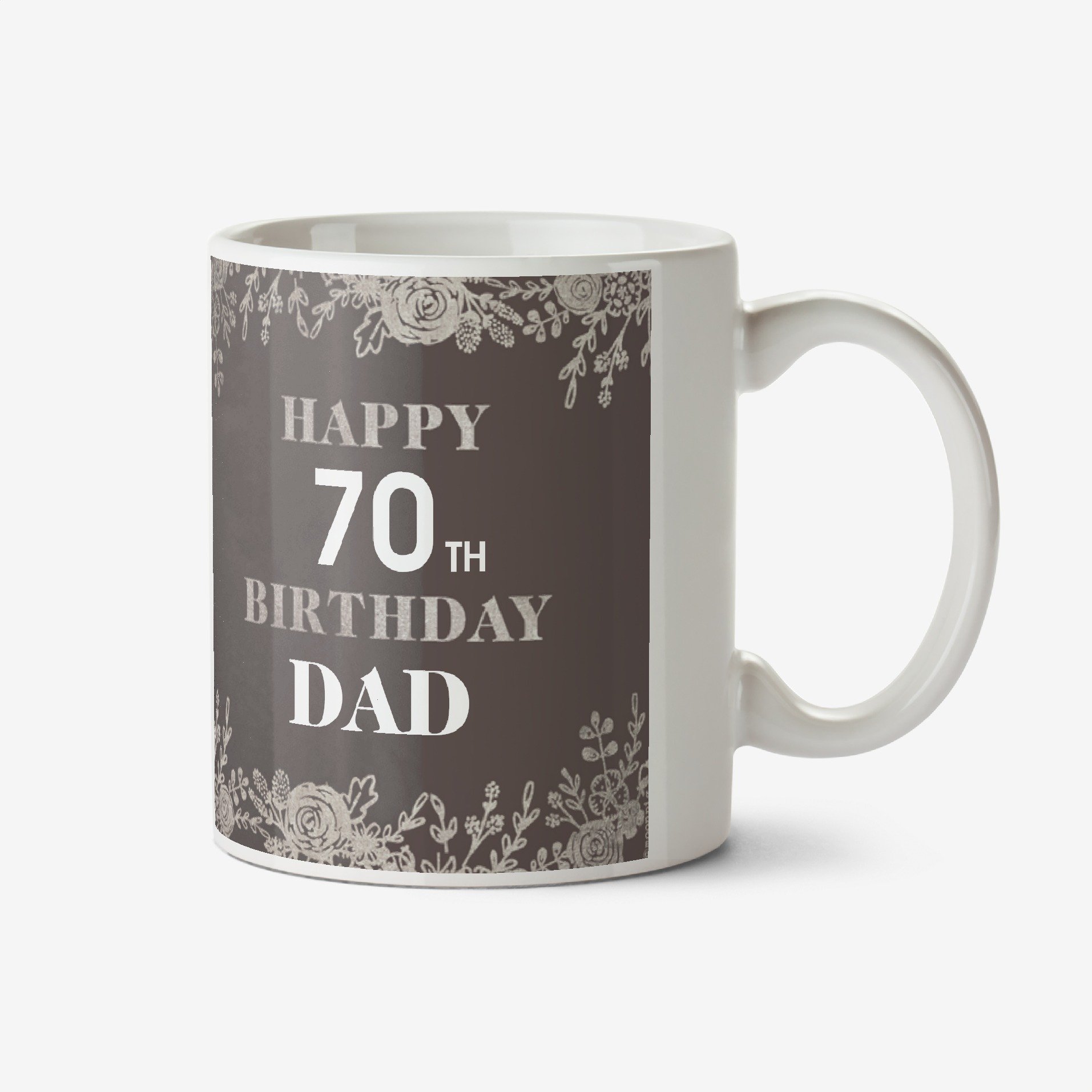 Floral Photo Upload Happy 70th Birthday Dad Mug Ceramic Mug