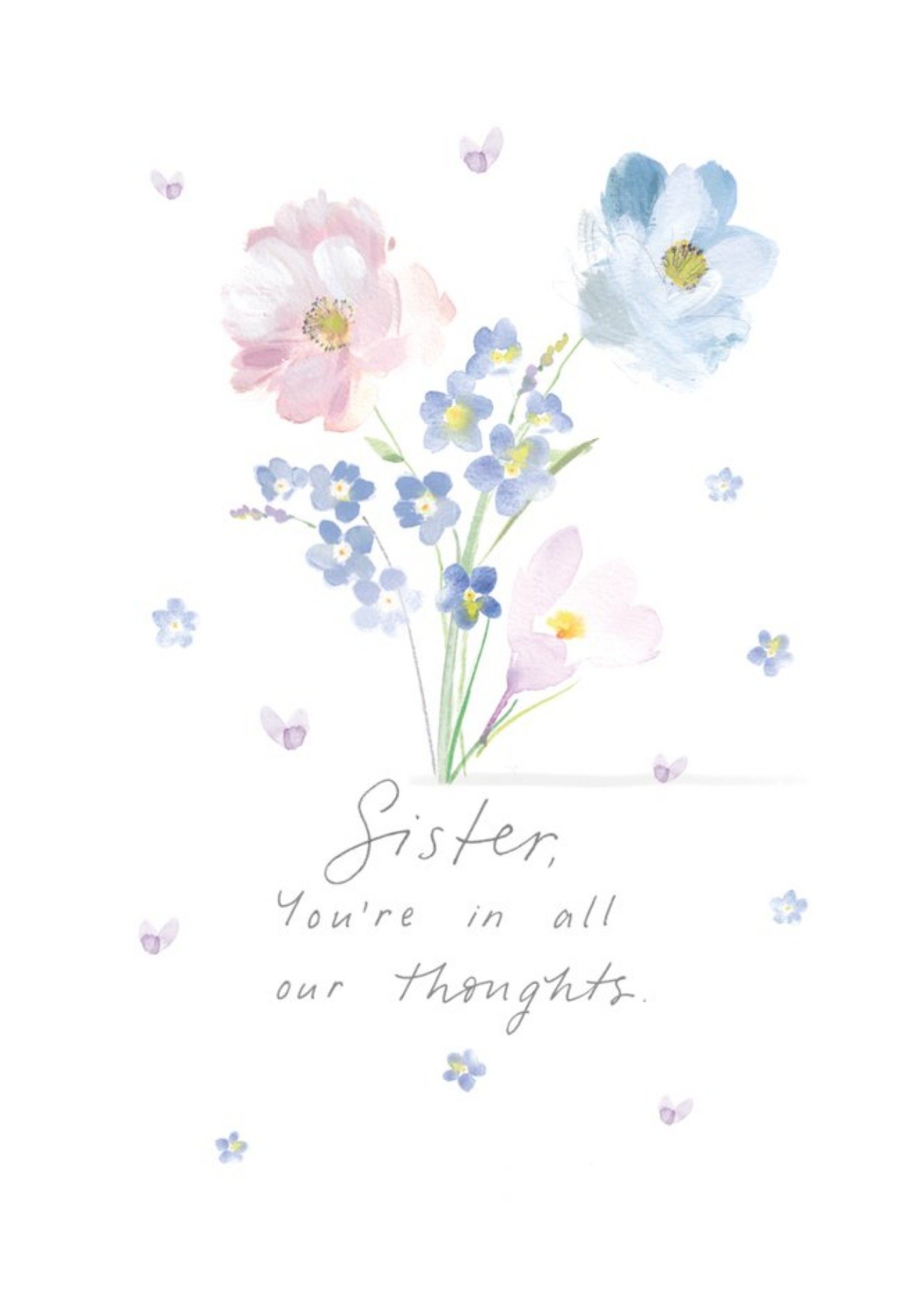 Floral Illustration Sister You Are In All Our Thoughts Sympathy Card Ecard