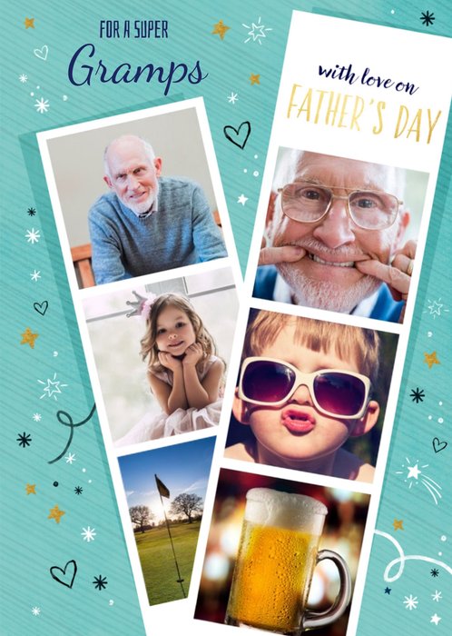 Photostrip With Love On Father's Day Photo Upload Card