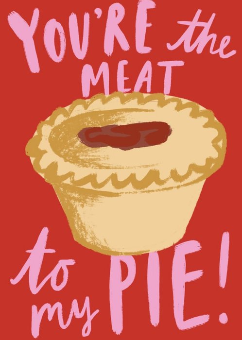 Illustration Of A Meat Pie On A Red Background Birthday Card