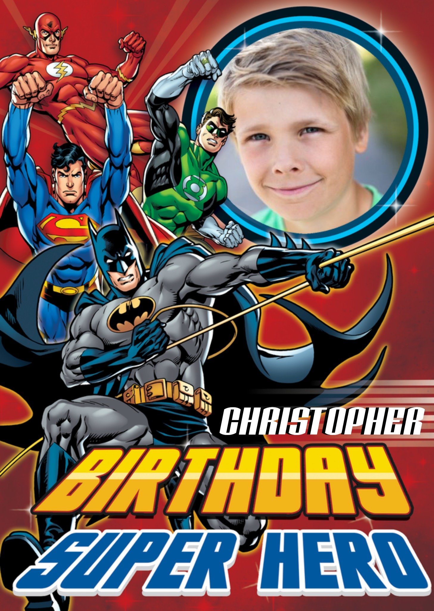 Batman Personalised Birthday Superhero Photo Card, Large