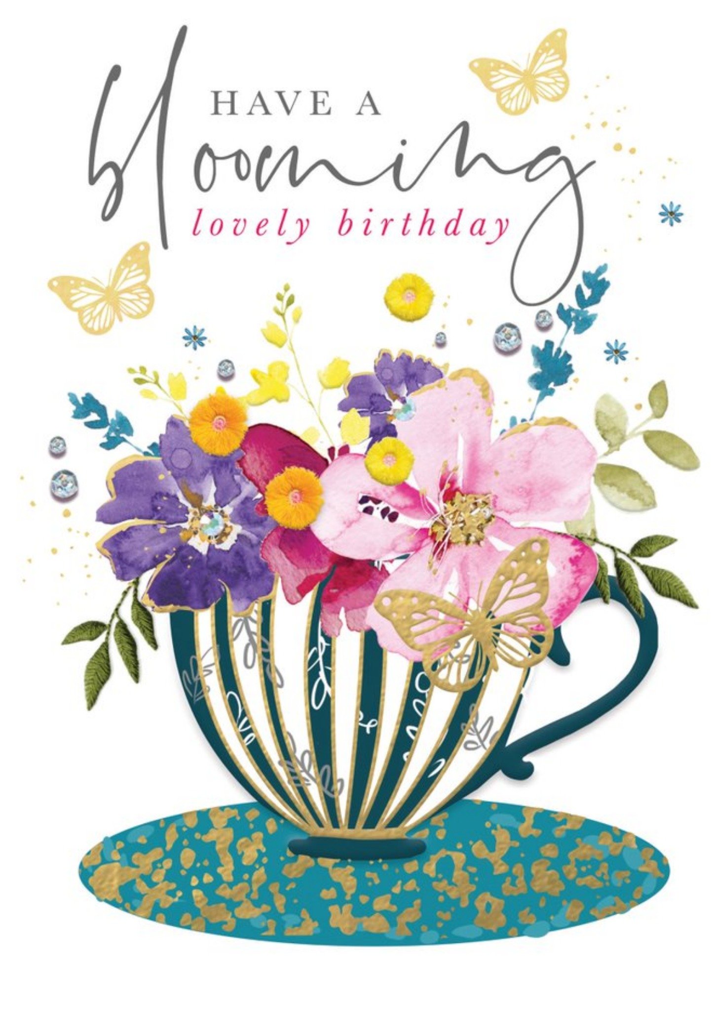 Moonpig Have A Lovely Birthday Flowers In A Teacup Card Ecard