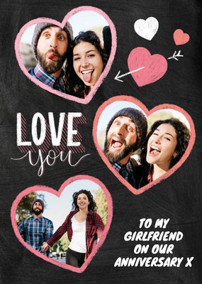 Anniversary Card - Love You - Girlfriend - Typographic Photo Upload
