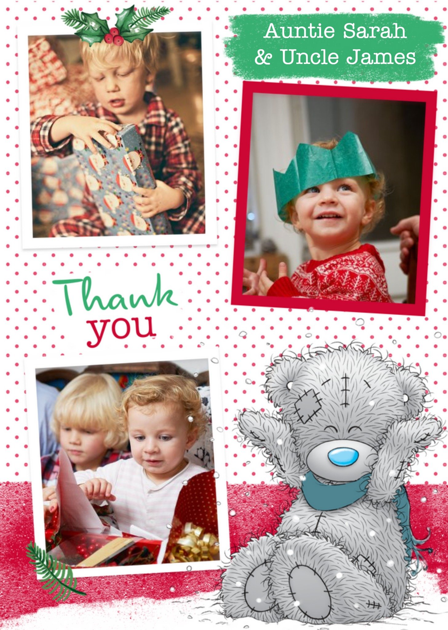 Me To You Tatty Teddy Photo Upload Thank You Christmas Card, Large