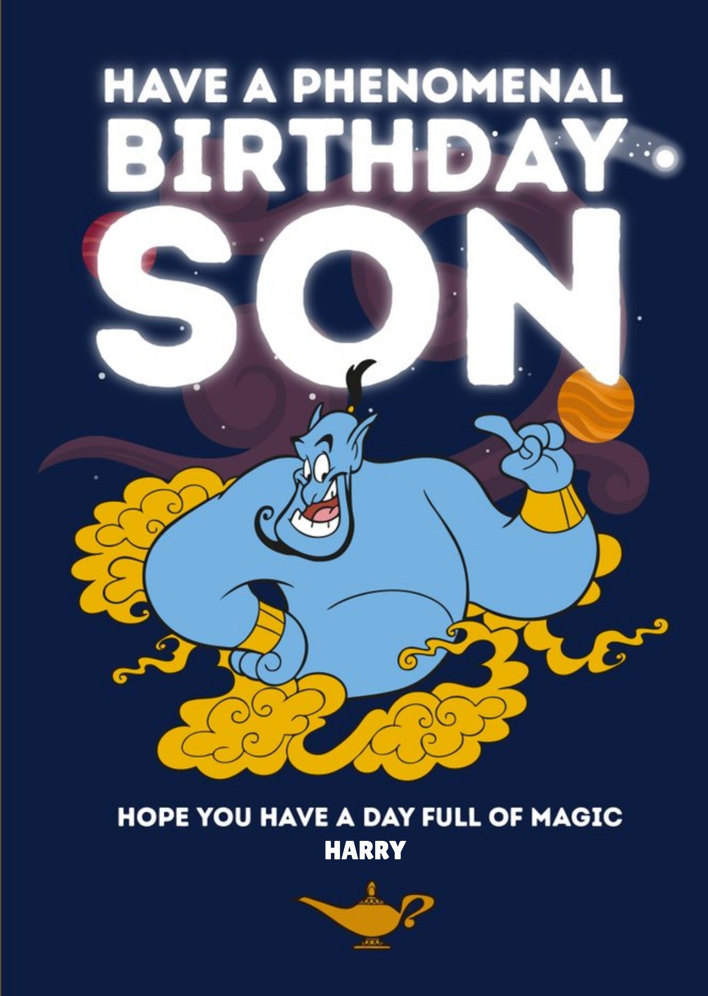Disney Aladdin Son Birthday Card - Genie Have A Phenomenal Birthday, Large