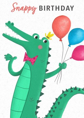 Crocodile Celebrating a Snappy Birthday With Balloon Card
