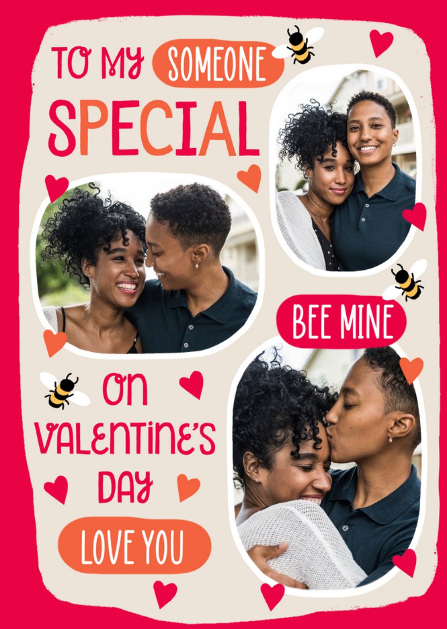 Hearts And Bees Someone Special Photo Upload Valentine's Day Card Ecard