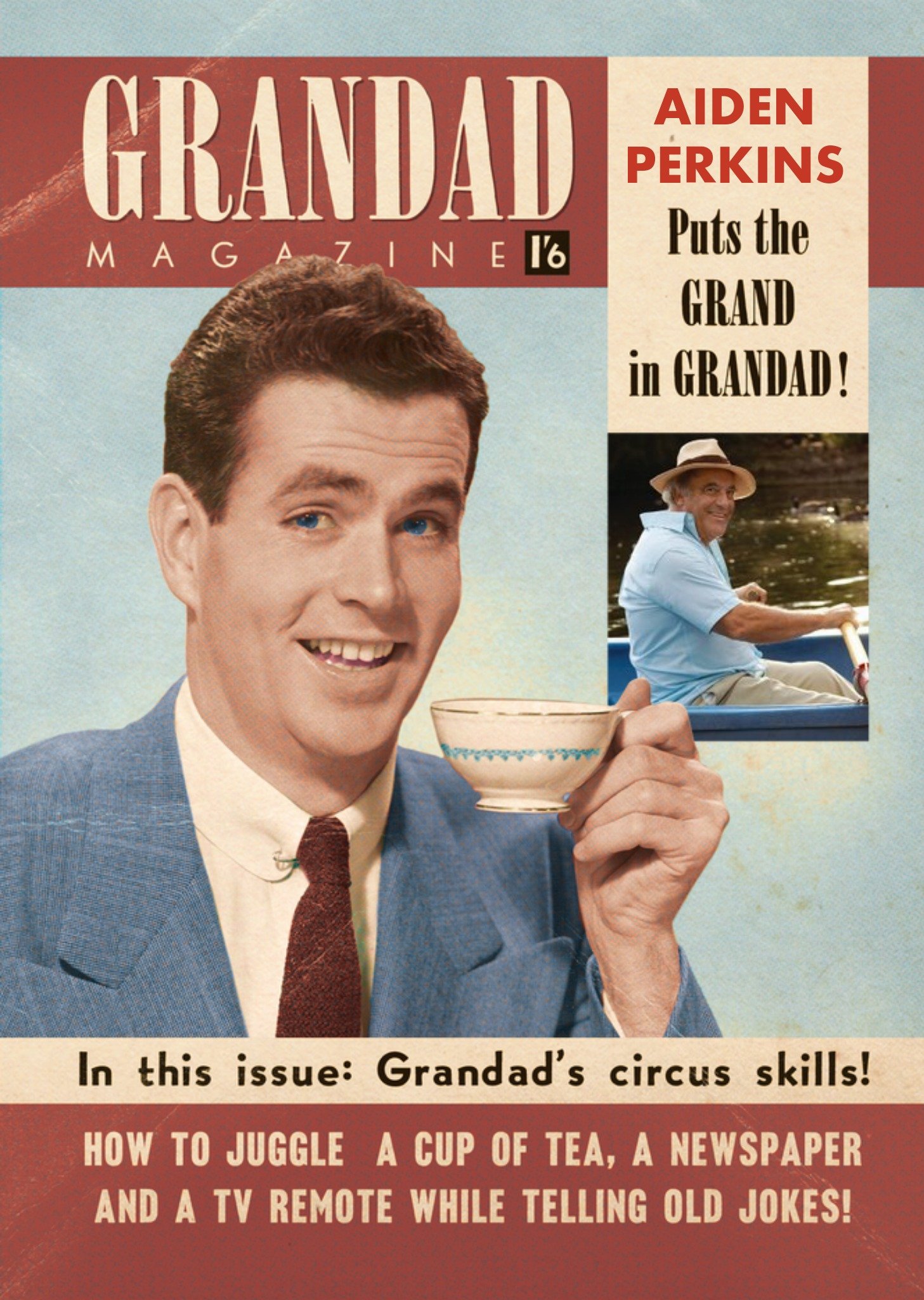 Moonpig Grandad Magazine Photo Upload Birthday Card, Large