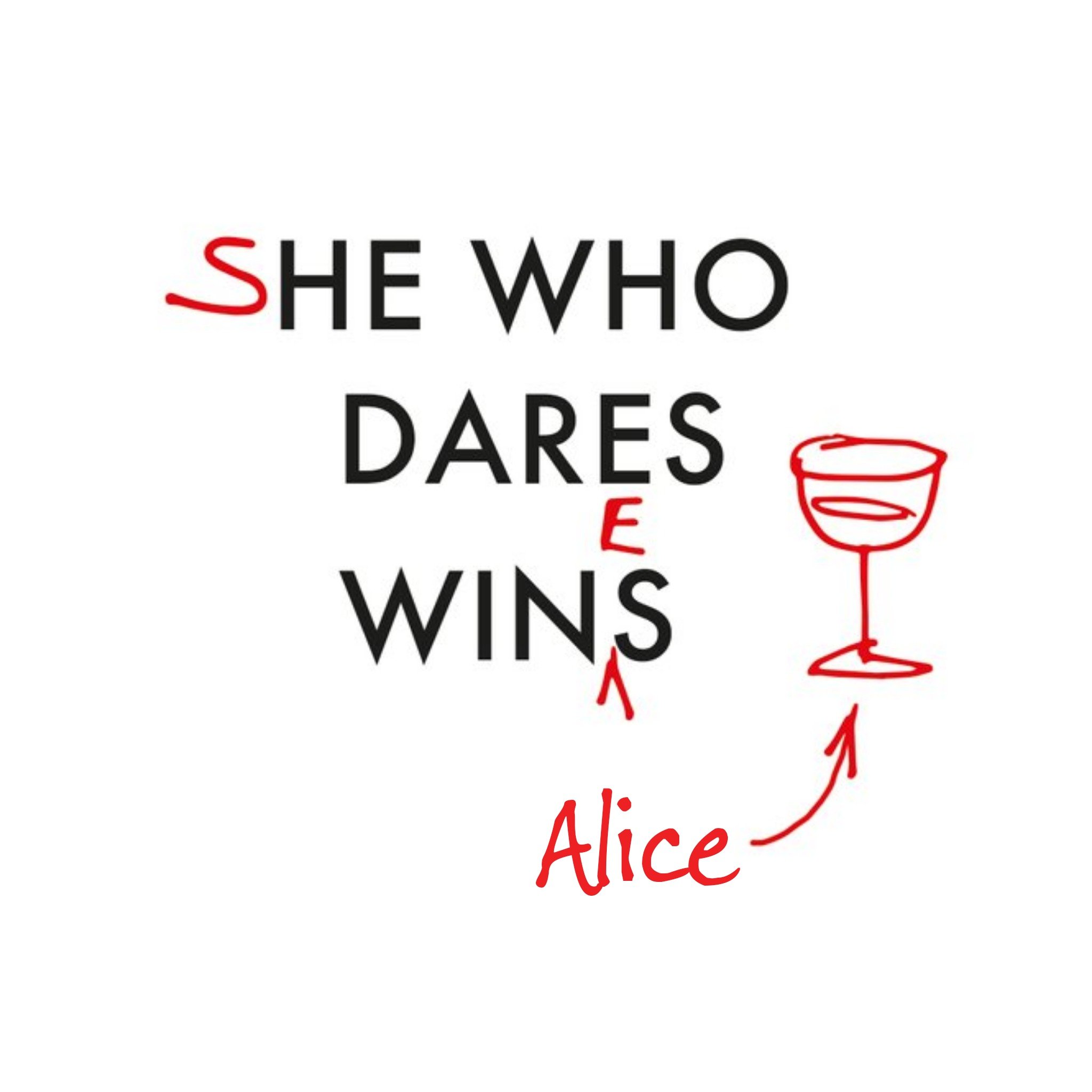 Personalised She Who Dares Wins And Wines Card, Square