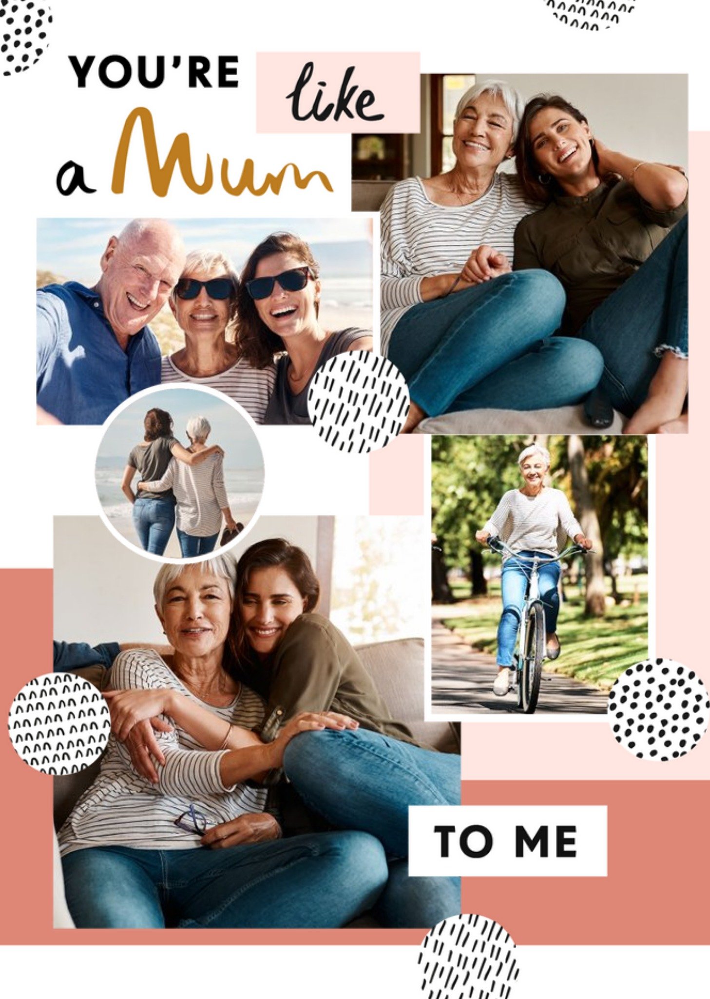 Moonpig Pattered Polka Dots Photo Upload Like A Mum To Me Card Ecard