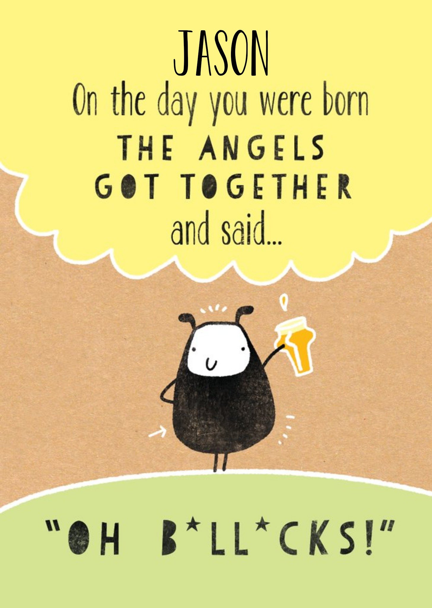 Moonpig The Angels Got Together Funny Personalised Happy Birthday Card, Large
