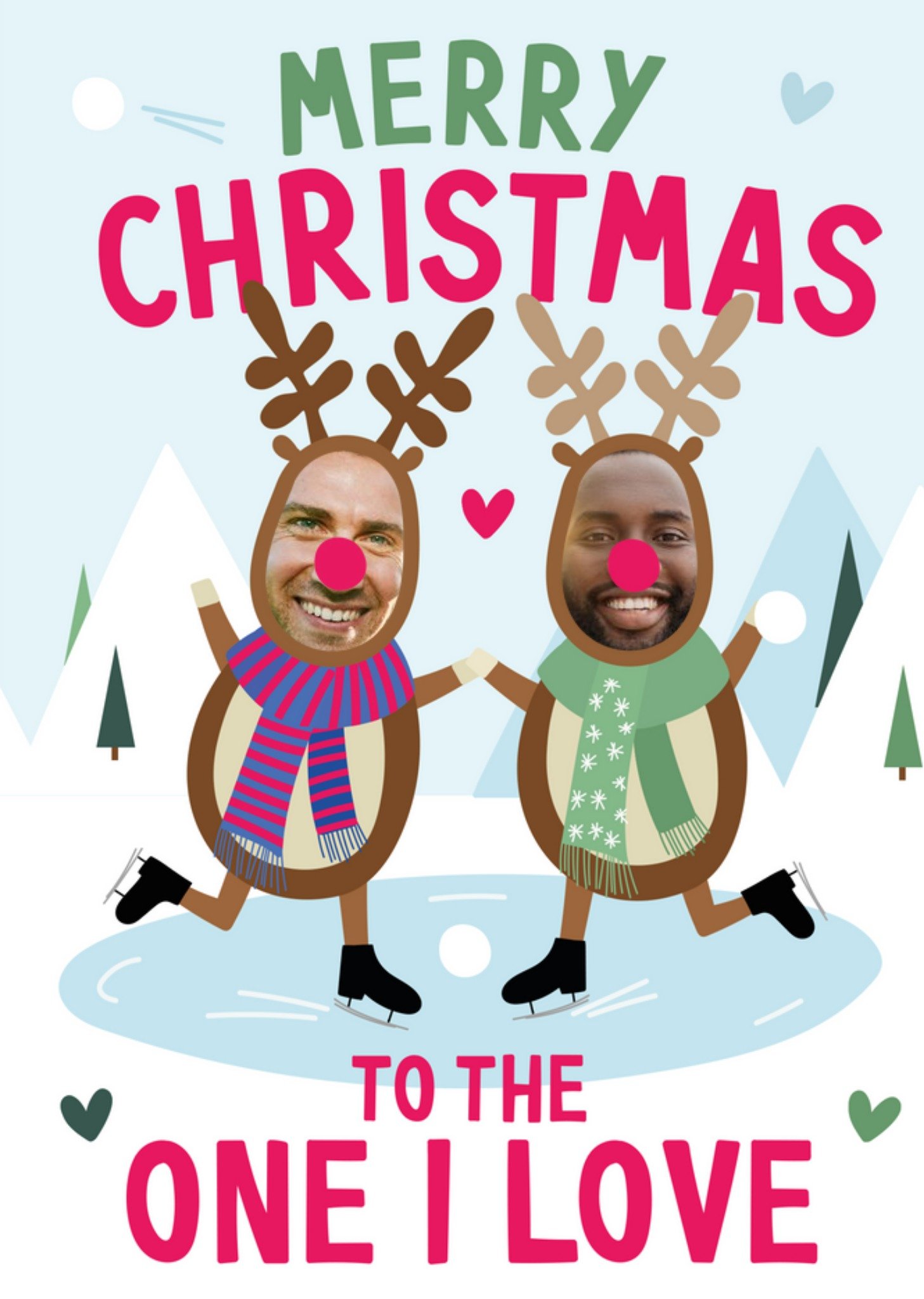 Moonpig Reindeer Photo Upload Faces One I Love Christmas Card Ecard