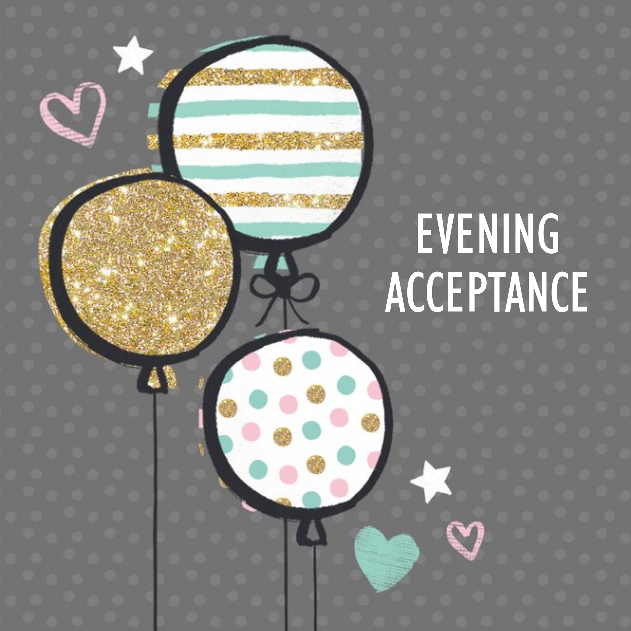 Sparkle, Stripes And Spots Personalised Wedding Evening Acceptance Card, Square