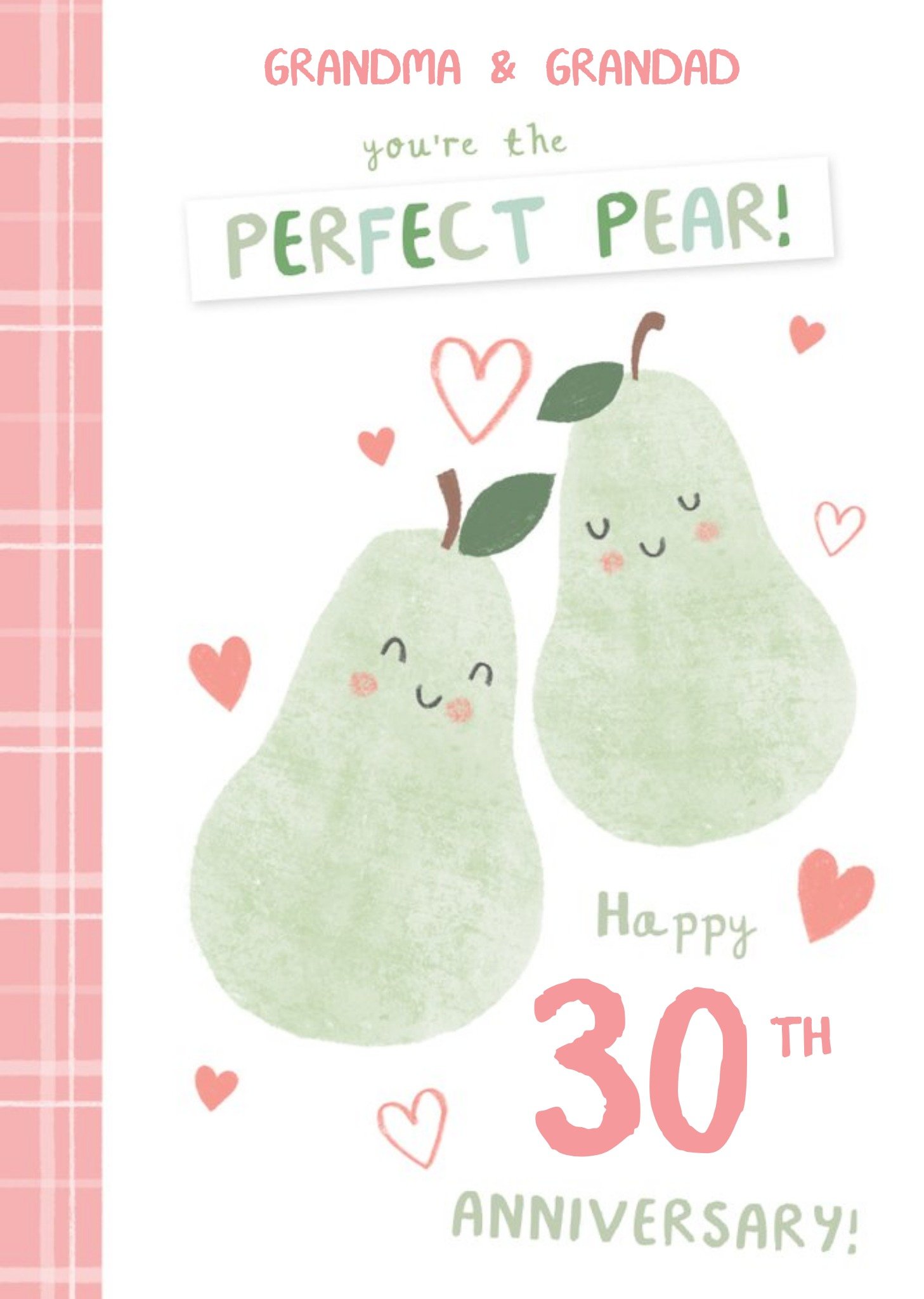 Love Hearts Millicent Venton Illustrated 30th Anniversary Cute Pear Card