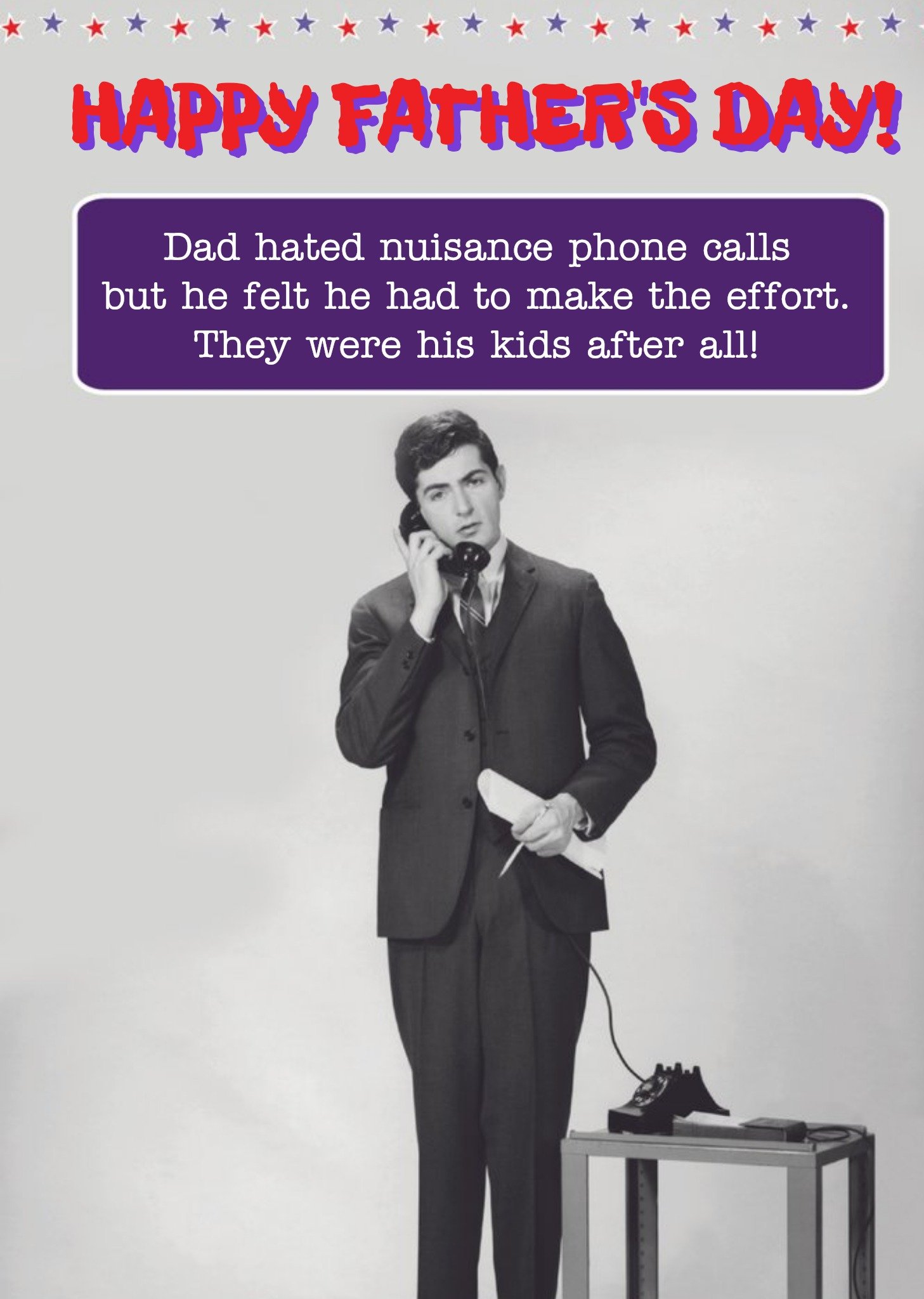 Moonpig Phone Calls Funny Caption Personalised Happy Father's Day Card, Large