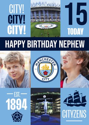 Man City FC Photo Upload Birthday Card