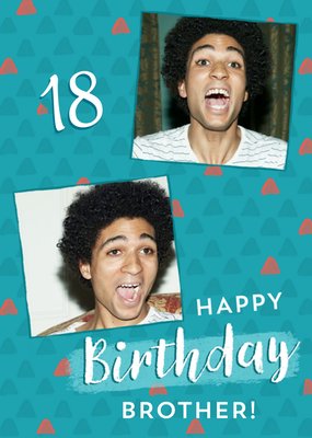Blue Patterned Personalise Age Photo Upload Birthday Card