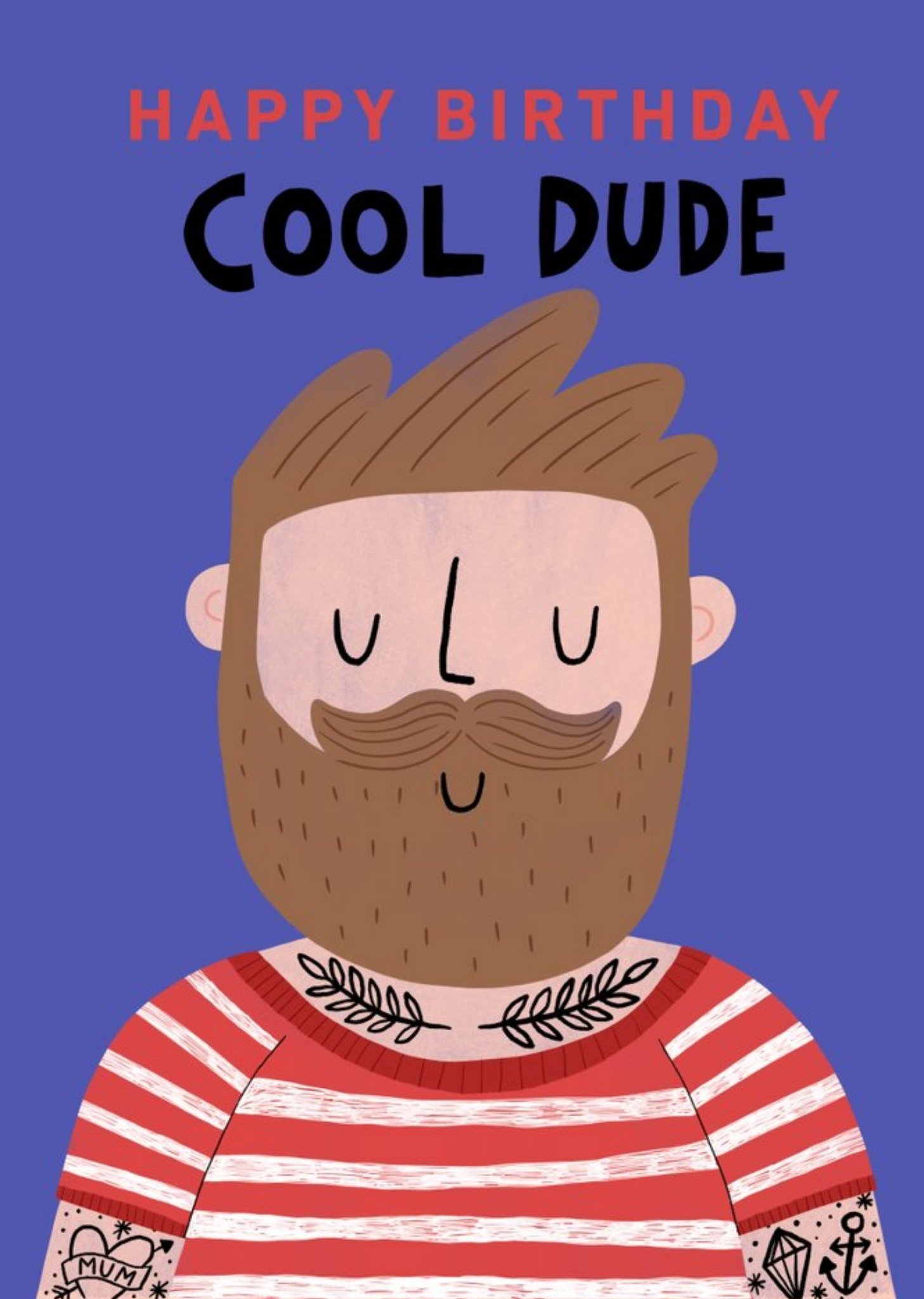 Moonpig Yay Today Illustrated Happy Birthday Cool Dude Card, Large