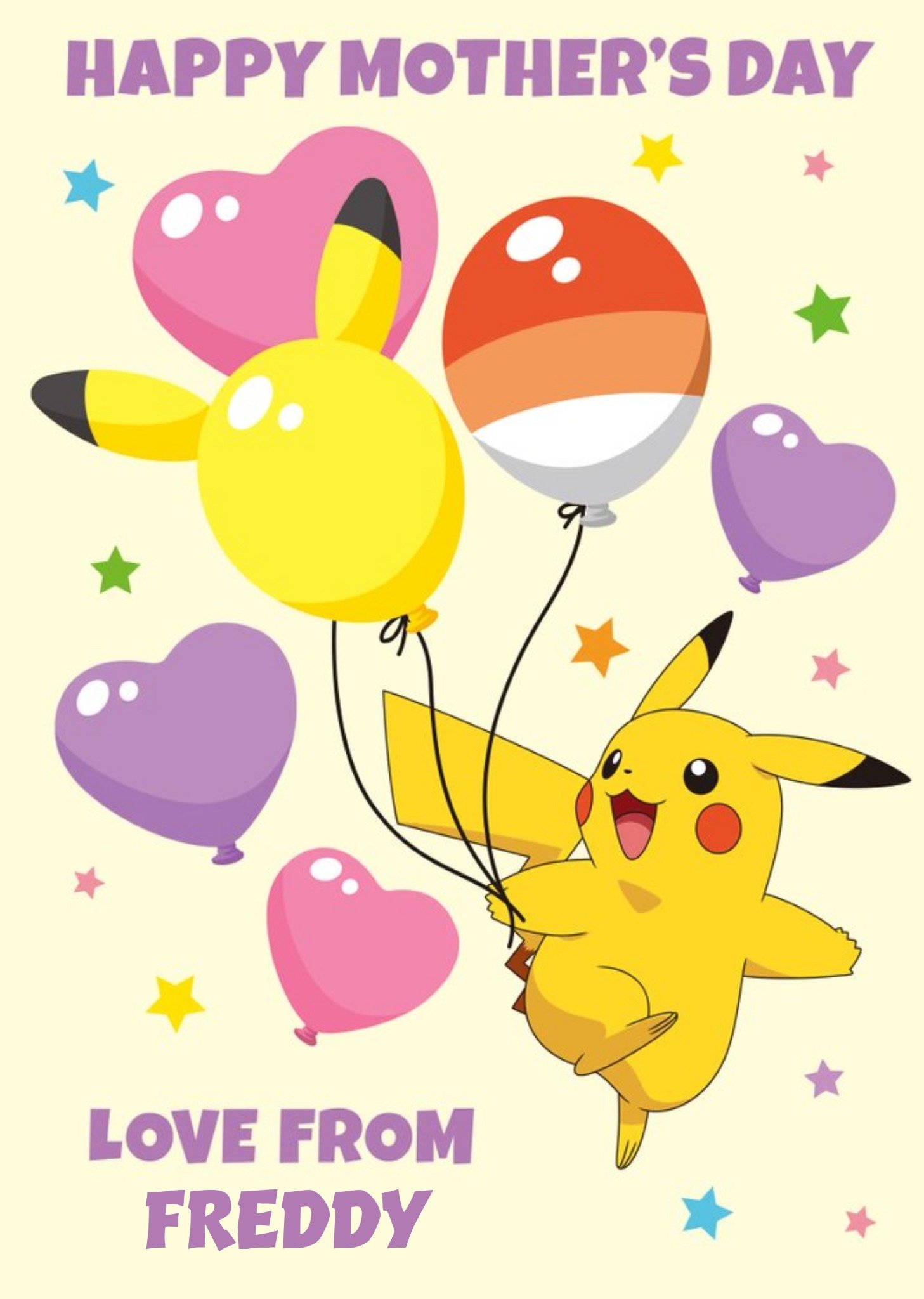 Moonpig Pokemon Pikachu Happy Mother's Day Card, Large