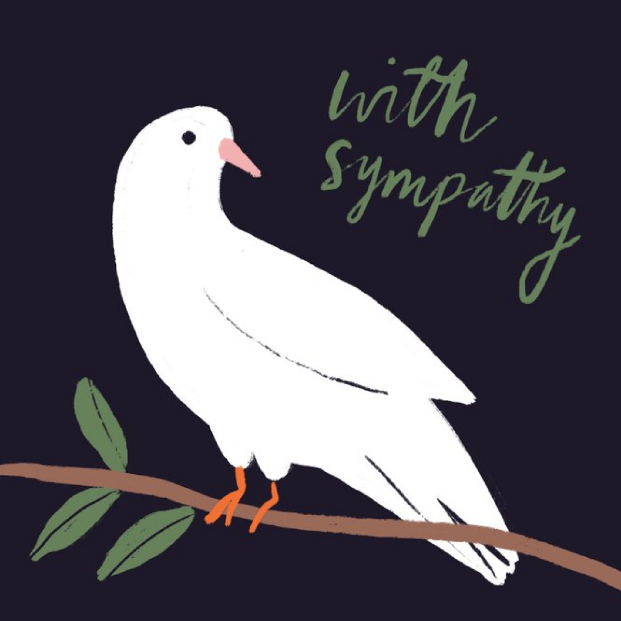 With Sympathy Dove Illustration Card, Square