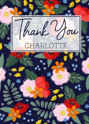 Traditional Illustrated Floral Thank You Card