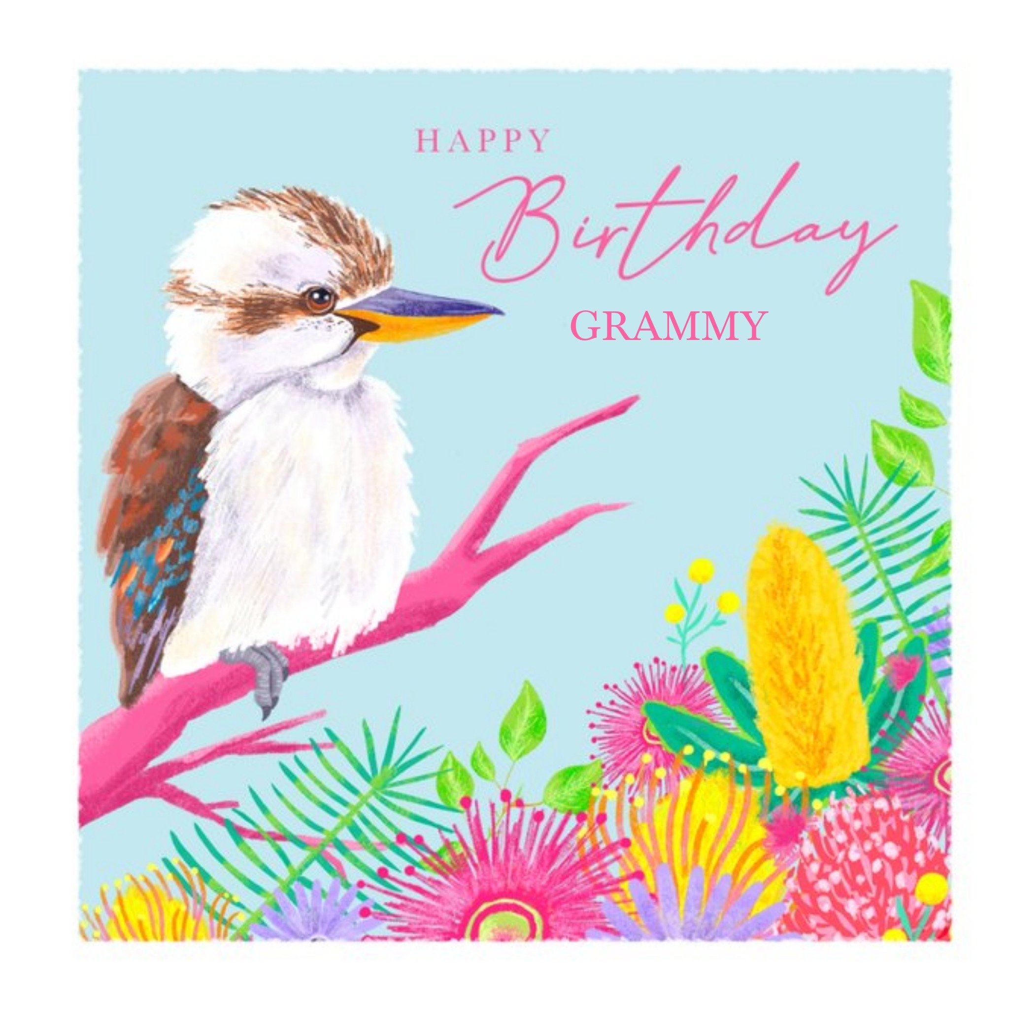 Moonpig Millicent Venton Customisable Illustrated Kookaburra Bird Birthday Card, Square