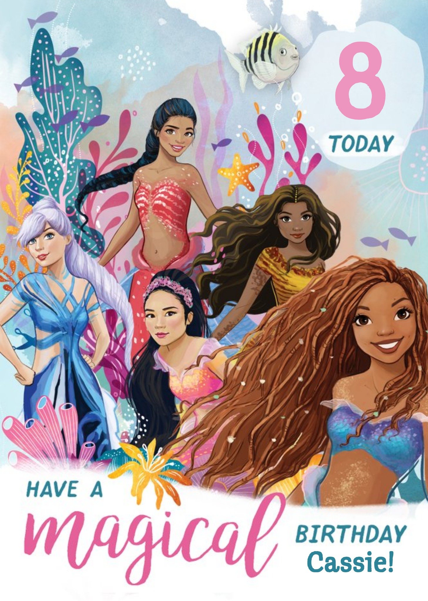 Disney Princess The Little Mermaid Movie Personalise Age Birthday Card Ecard