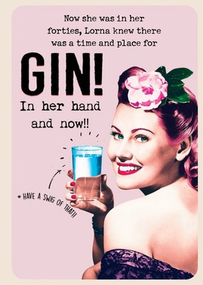 Funny retro gin Birthday Card for her - Alcohol - Drinking