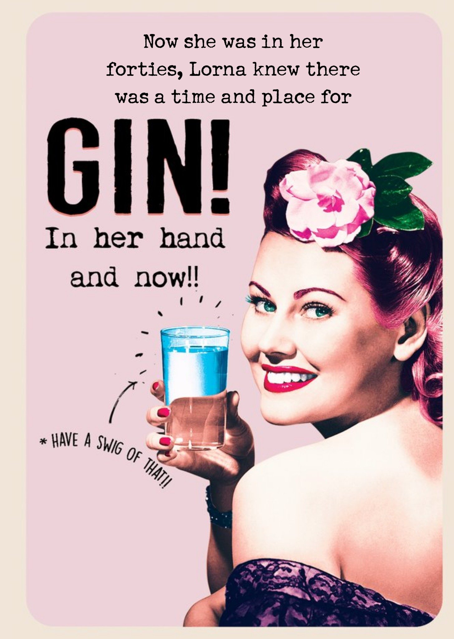 Moonpig Funny Retro Gin Birthday Card For Her - Alcohol - Drinking Ecard