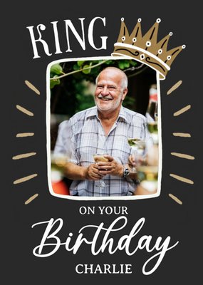 King And Crown Hand Illustrated Photo Upload Birthday Card
