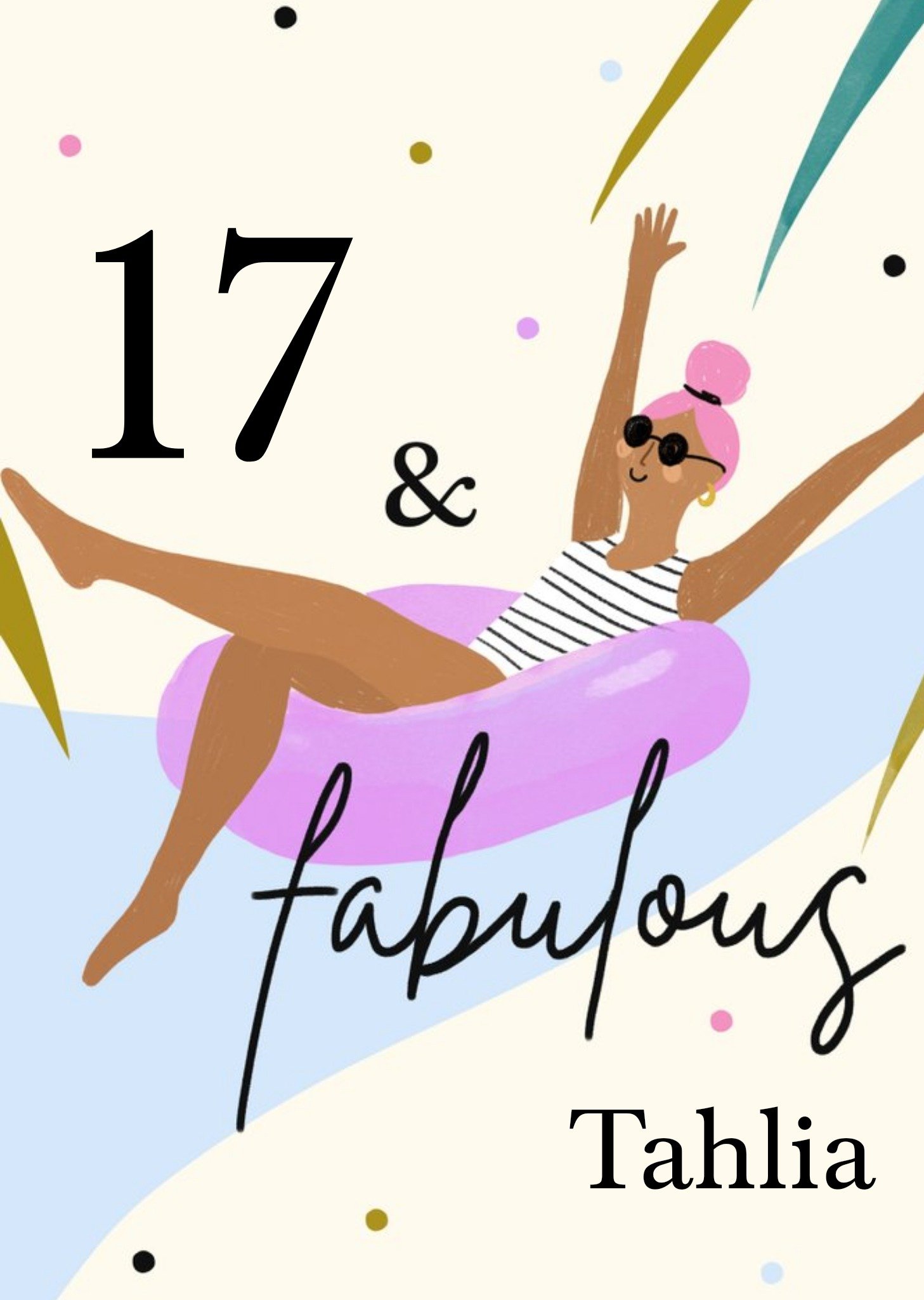 Fabulous Figures Illustration Modern Arty Summer Birthday Card Ecard