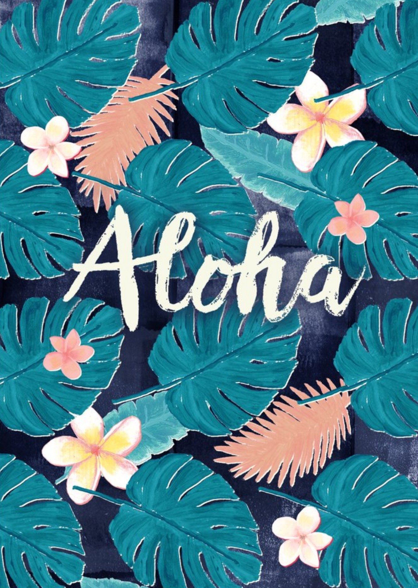 Moonpig Aloha Painted Leaf Print Postcard